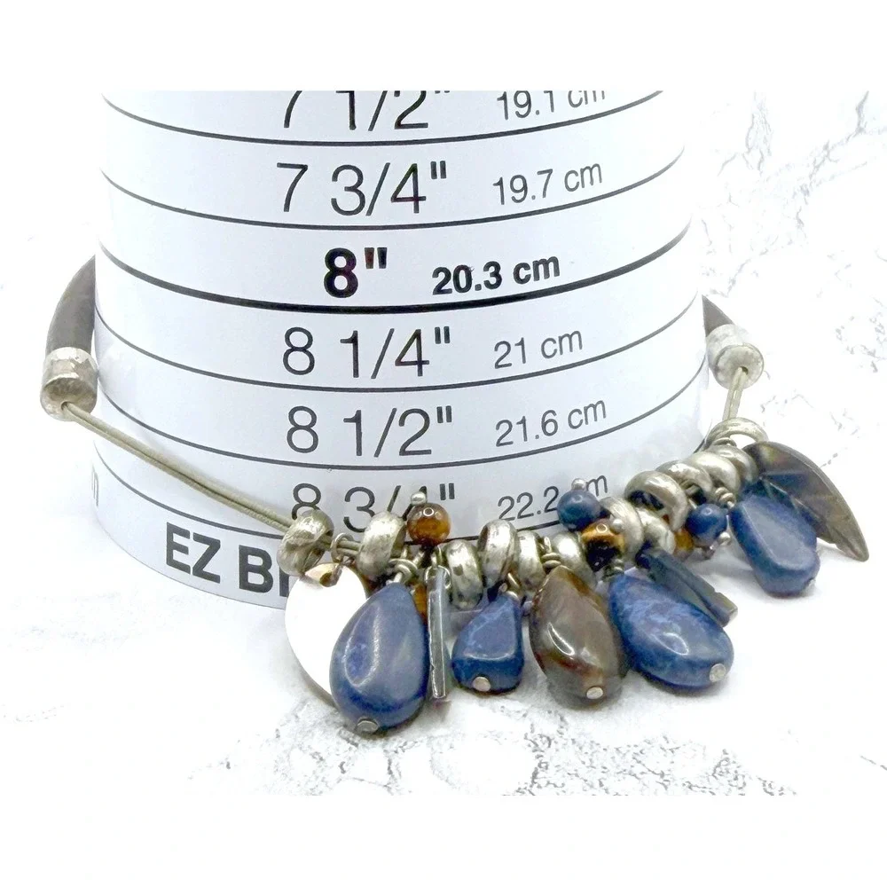 Unique Blue‎ Stone Charm Bracelet Abalone Leaf Boho Quartz Iolite